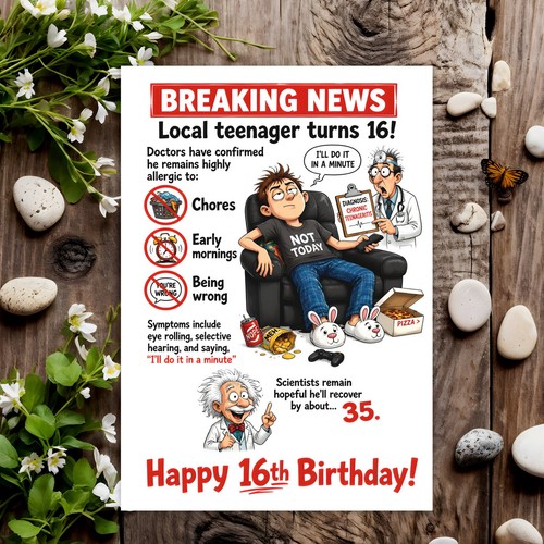 16th funny birthday card joke - card,