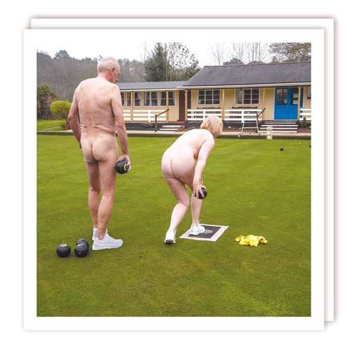 Funny nude lawn bowls card - nude,