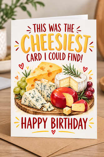 Funny cheese birthday card - cheese,