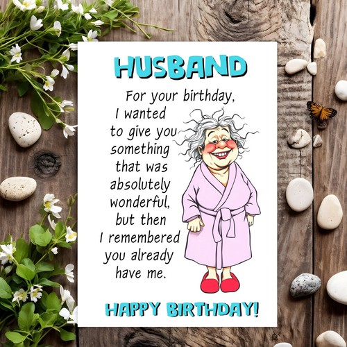 Husband funny birthday card - funny,