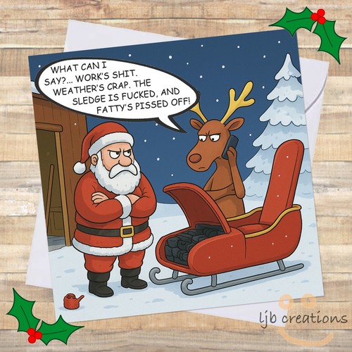 Funny christmas card angry - card,